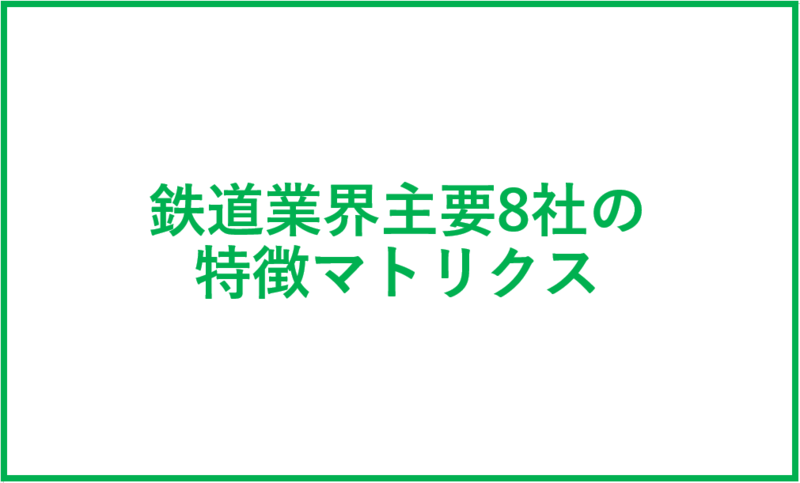 鉄道業界主要8社の特徴マトリクス