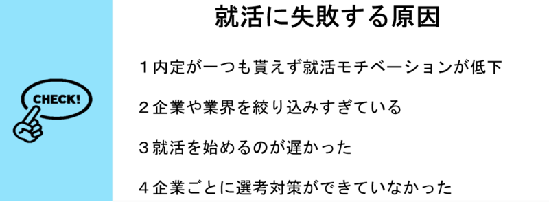 就活に失敗する原因