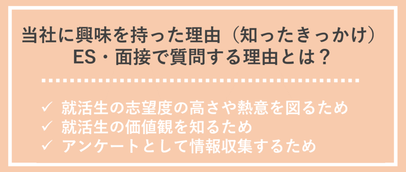 「当社に興味を持った理由（知った理由）」聞く意図とは