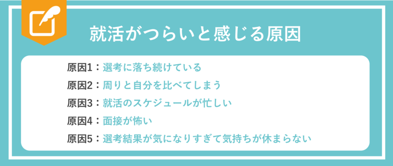 就活がつらいと感じる原因