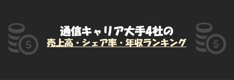 通信キャリア大手4社の売上高・シェア率・年収ランキング