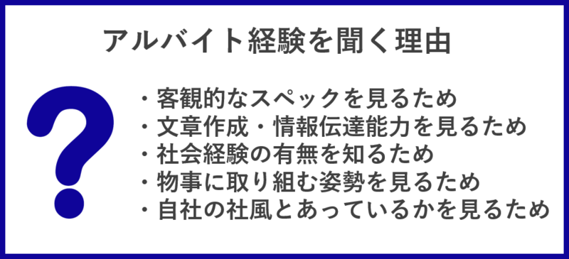 エントリーシート（ES）でアルバイト経験を聞く理由