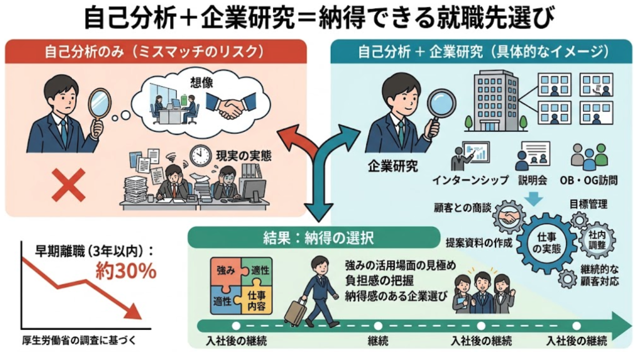 自己分析と企業研究が納得できる就職先選びにつながる